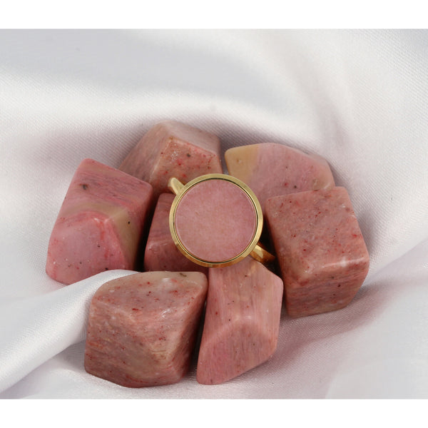 Gouden ring met Rhodonite - losse Rhodonite edelsteen