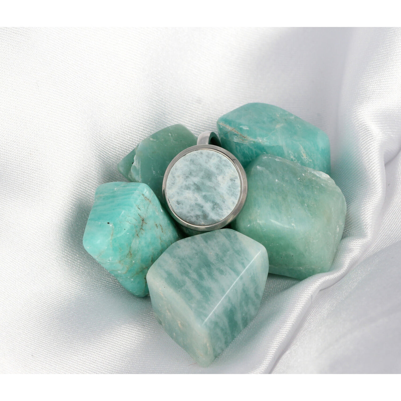 Silver ring with Amazonite - Including loose gemstone