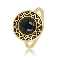 Vintage gold ring - Onyx stone - Hypoallergenic jewelry