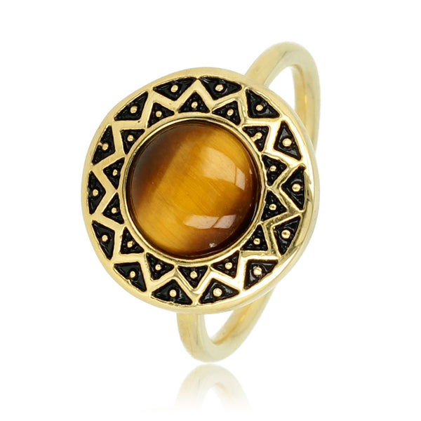 Vintage gouden ring - Tiger Eye edelsteen - unieke reflectie