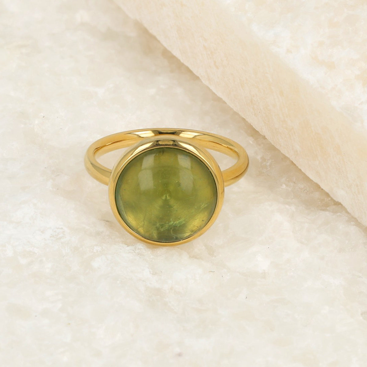 Gouden ring - groene Fluorite - zelfvertrouwen & focus
