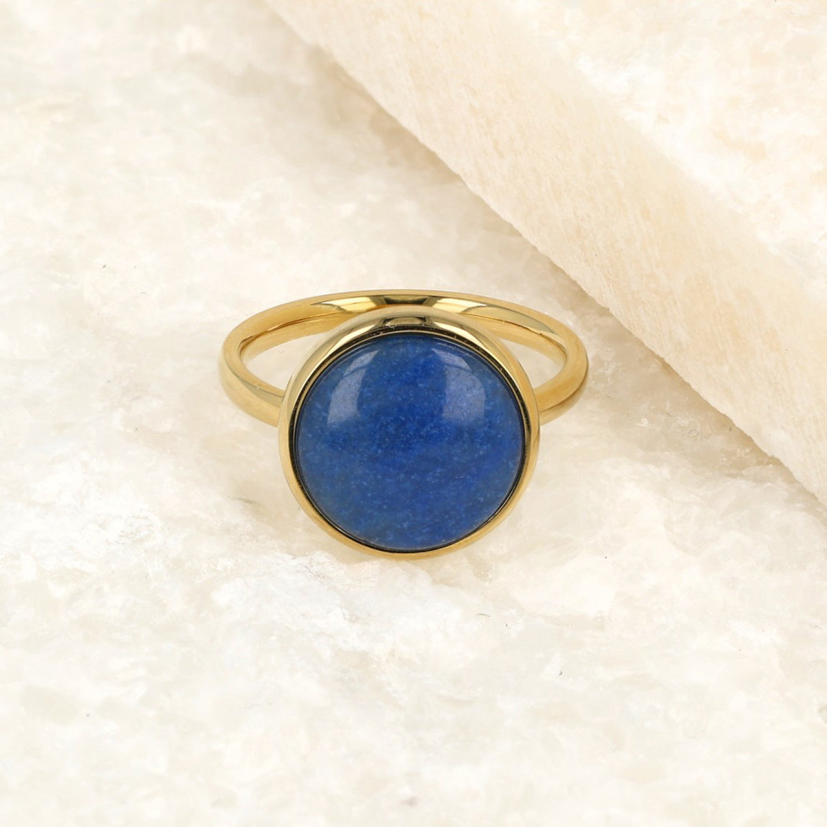 Gold ring - lapis lazuli gemstone - 14K gold plated