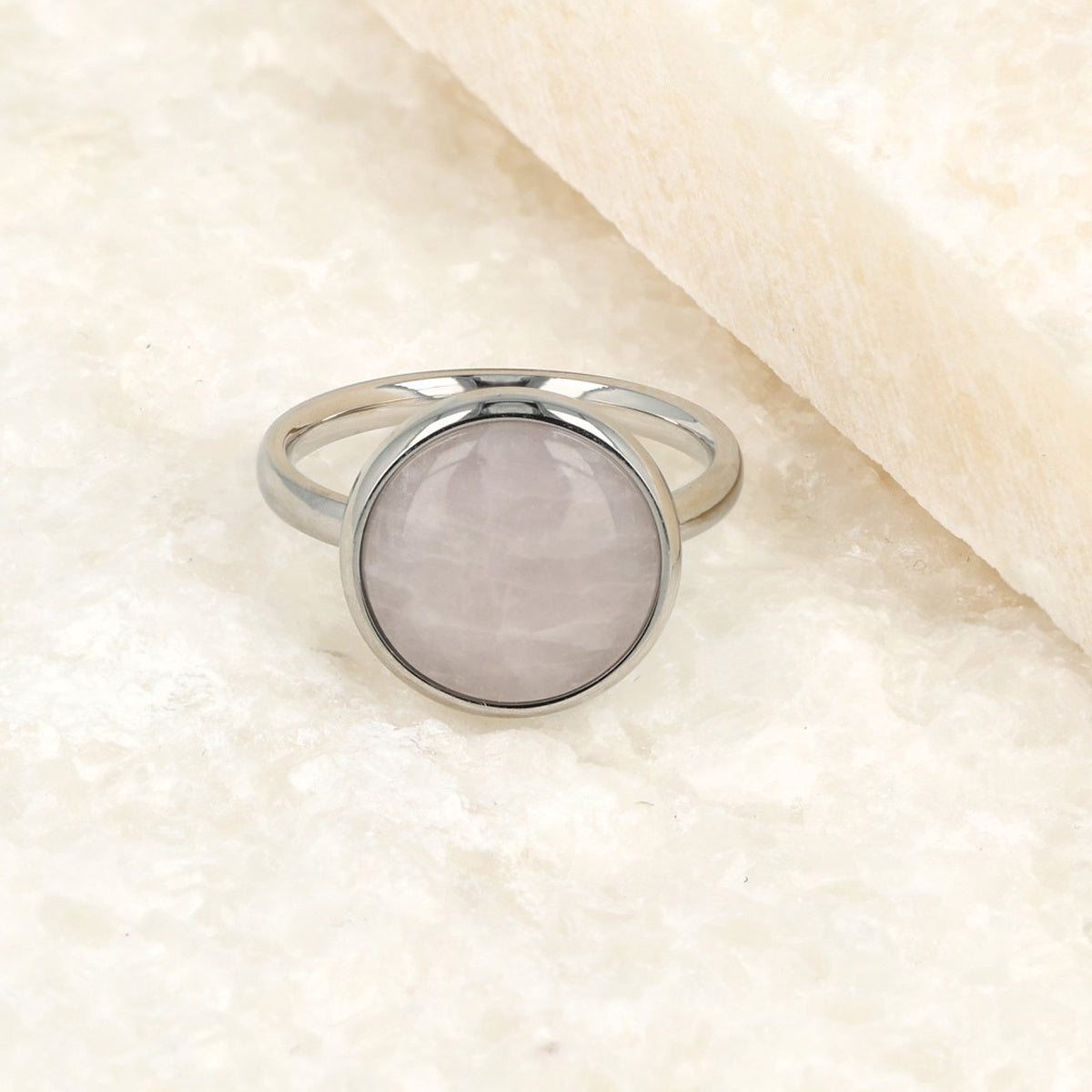 Silver ring - unique Rose Quartz gemstone - loving