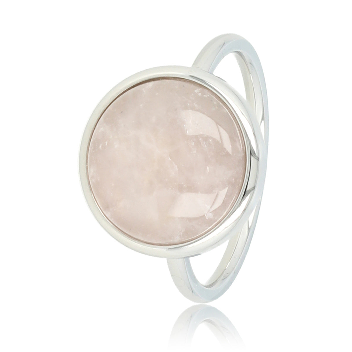 Silver ring - unique Rose Quartz gemstone - loving