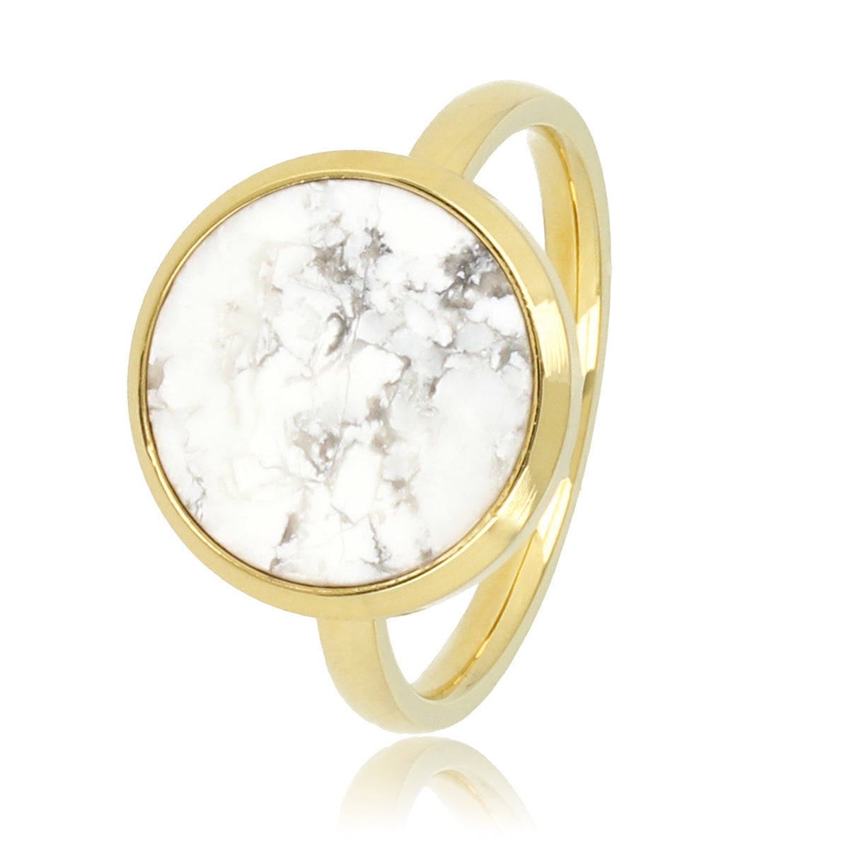 Gouden ring - marmeren edelsteen - uniek sieraad