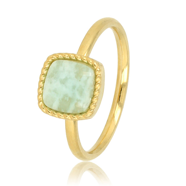 Gouden Zegelring met Blauwgroene Amazonite Edelsteen