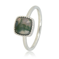 Silberner Ring mit Moosachat - Erdendes und schickes Design