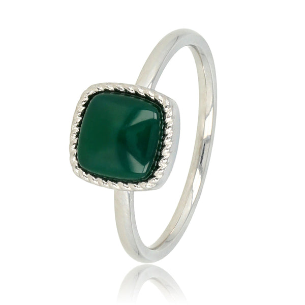Zilveren Zegelring met Donker Green Agate Edelsteen