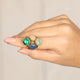 Gouden ring - zeshoek - Blue Aventurine edelsteen