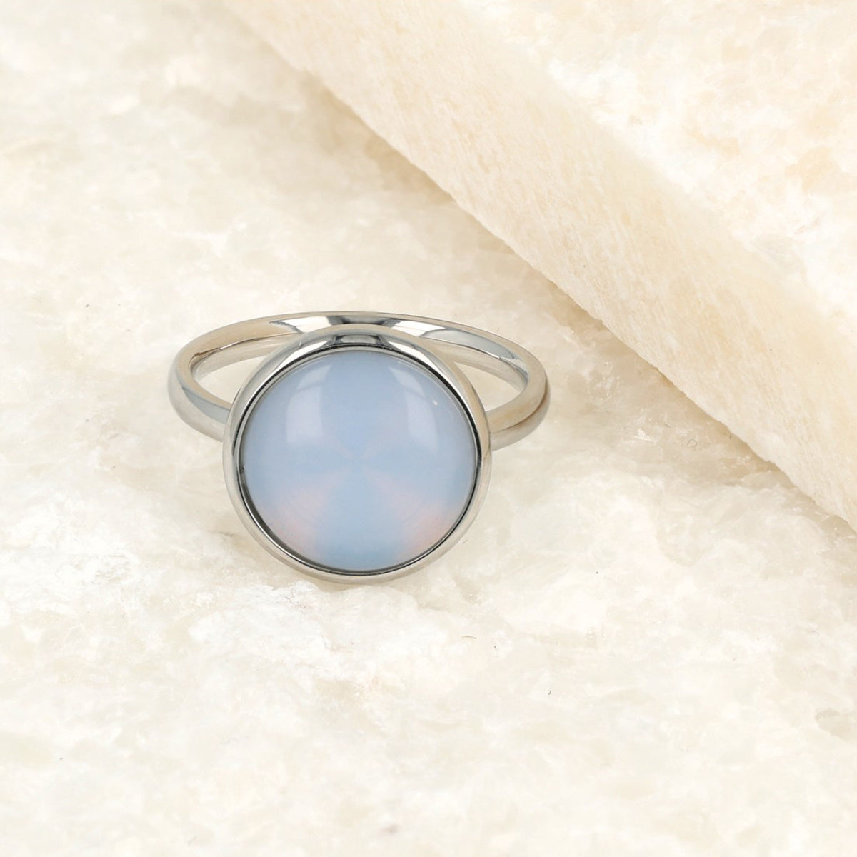 Zilveren ring - White Quartz edelsteen - hypoallergeen
