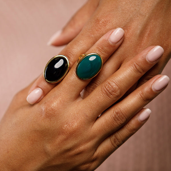 Gouden statement ring - Onyx edelsteen - Innerlijke kracht
