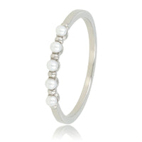 Minimalist silver ring - small white pearls