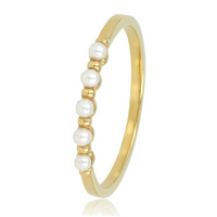 Minimalistische gouden ring - kleine witte parels