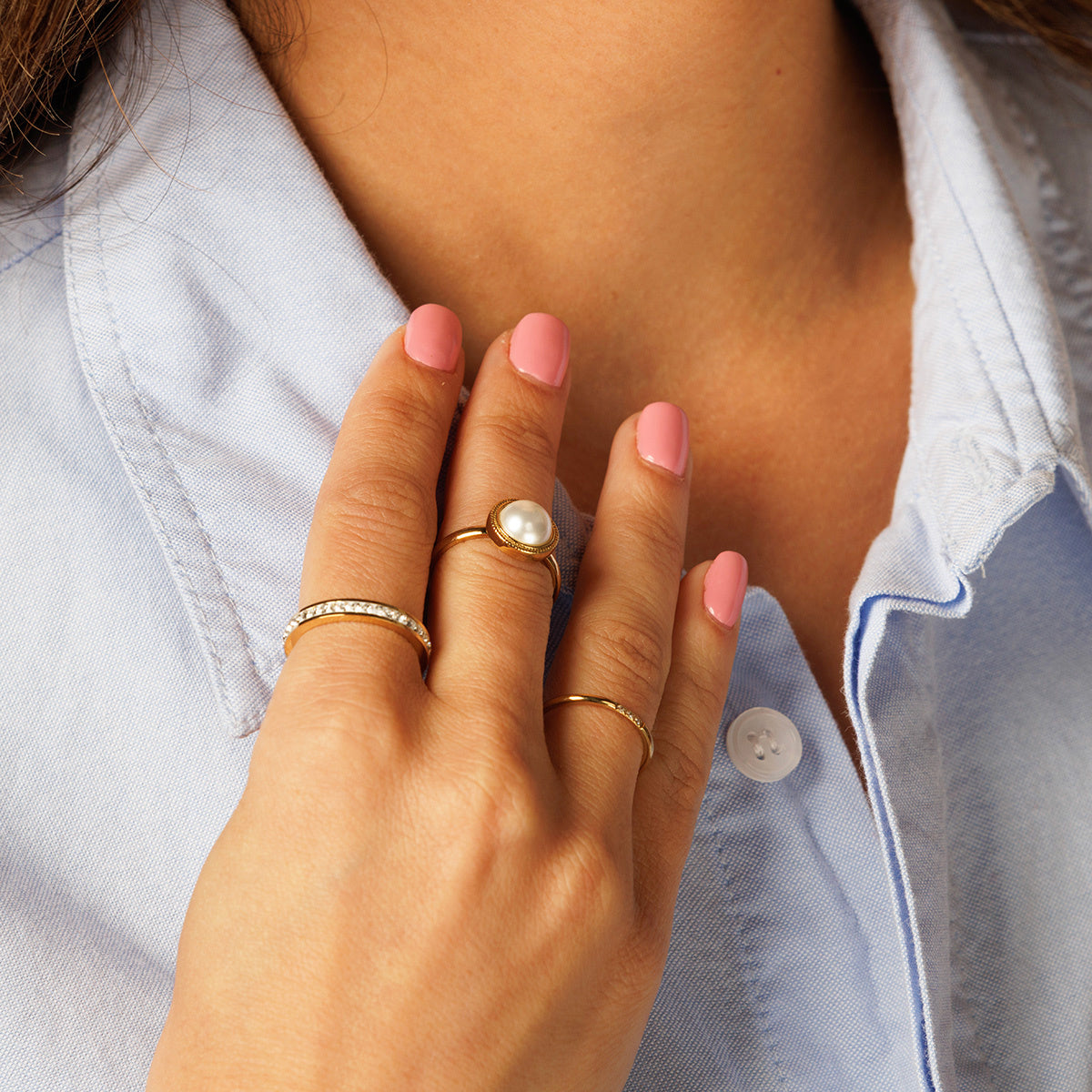 Gouden vintage ring - Witte parel - Tijdloze elegantie