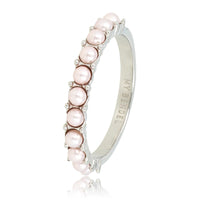 Silver stacking ring - Small pink pearls - Timeless elegance