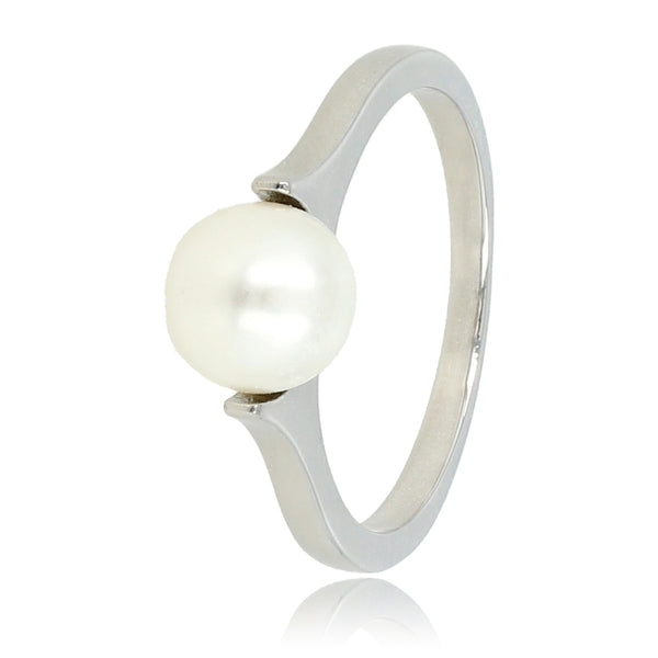 Zilveren ring - Grote witte parel - Tijdloze schoonheid