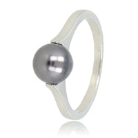Silver ring - Large black pearl - Timeless beauty