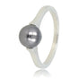 Silberner Ring - Große schwarze Perle - Zeitlose Schönheit
