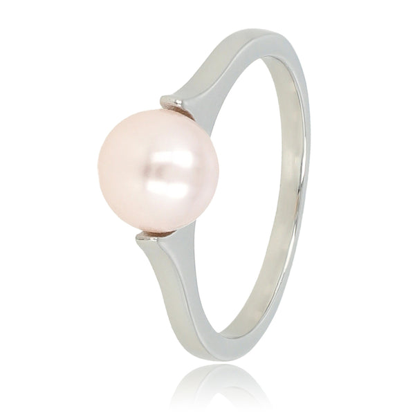 Zilveren ring - Grote roze parel - Tijdloze schoonheid