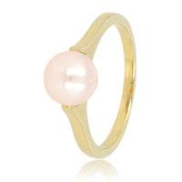 Gouden ring - grote roze parel - tijdloze schoonheid