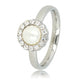 Zilveren ring - witte parel - zirkonia steentjes