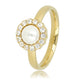Goldener Ring - weiße Perle - Zirkonia-Steine