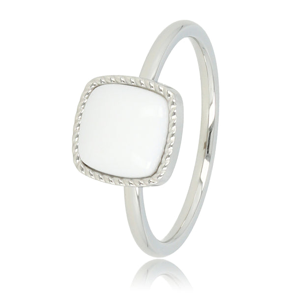 Zilveren zegelring - White Aventurine edelsteen - Chique look