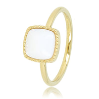Golden signet ring - White Aventurine gemstone
