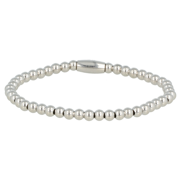 Zilveren damesarmband met 4mm stainless steel kralen