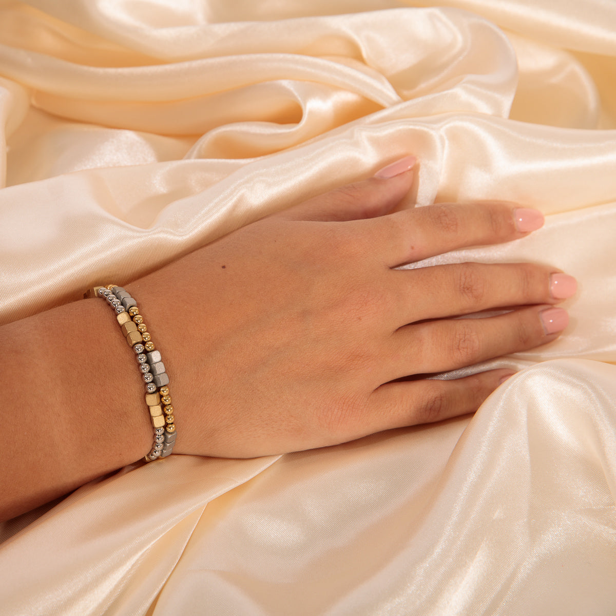 Elastic Bracelet XS Silver-Gold stainless steel