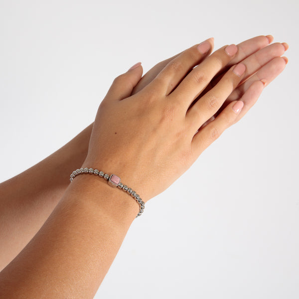 Elastische Rhodonite Armband - Luxe stainless steel Dames