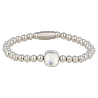 Elastic stainless steel ladies' bracelet with crystal charm