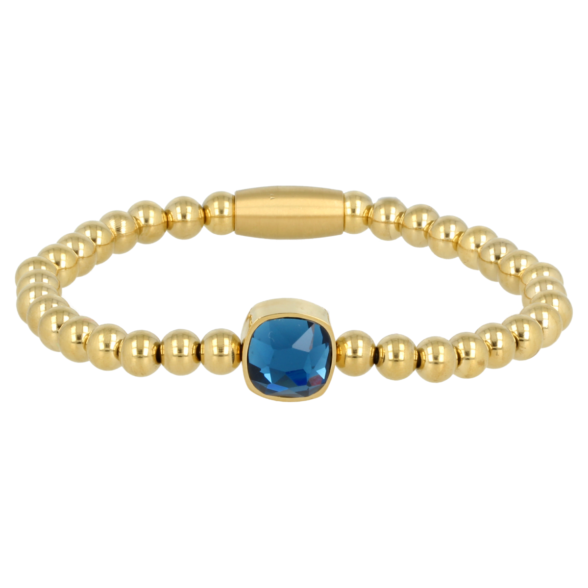 Elastic Silver Bracelet with Blue Crystal Charm