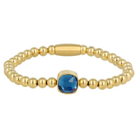 Elastic Silver Bracelet with Blue Crystal Charm