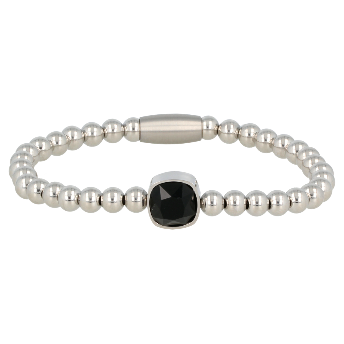 Silver Ladies' Bracelet with Black Crystal Charm