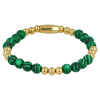 Golden Malachite Bracelet Elastic Women's