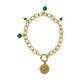 Gouden Schakelarmband met Green Agate kralen