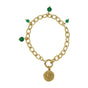 Gouden Schakelarmband met Green Agate kralen