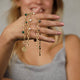 Gouden Schakelarmband met Green Agate kralen