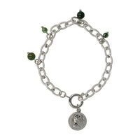 Zilveren Schakelarmband met Moss Agate kralen