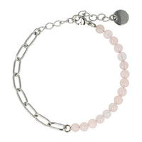 Zilveren Schakelarmband met Rose Quartz Edelstenen