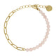 Gouden Schakelarmband met Roze Quartz Edelstenen