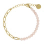 Gouden Schakelarmband met Roze Quartz Edelstenen