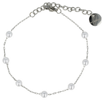 Silver Bracelet with White Pearls - Elegant Design