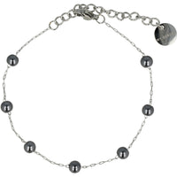 Silver Bracelet with Black Pearls - Mysterious Design