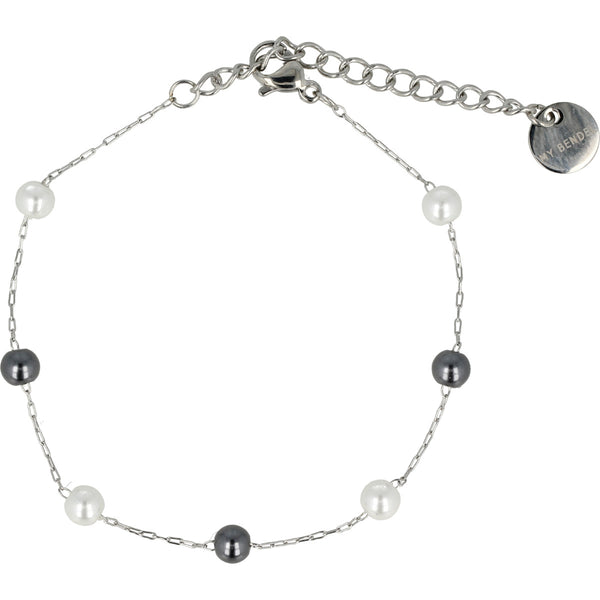 Zilveren Armband met Zwarte/Witte Parels