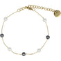 Gold Bracelet with Black and White Pearls