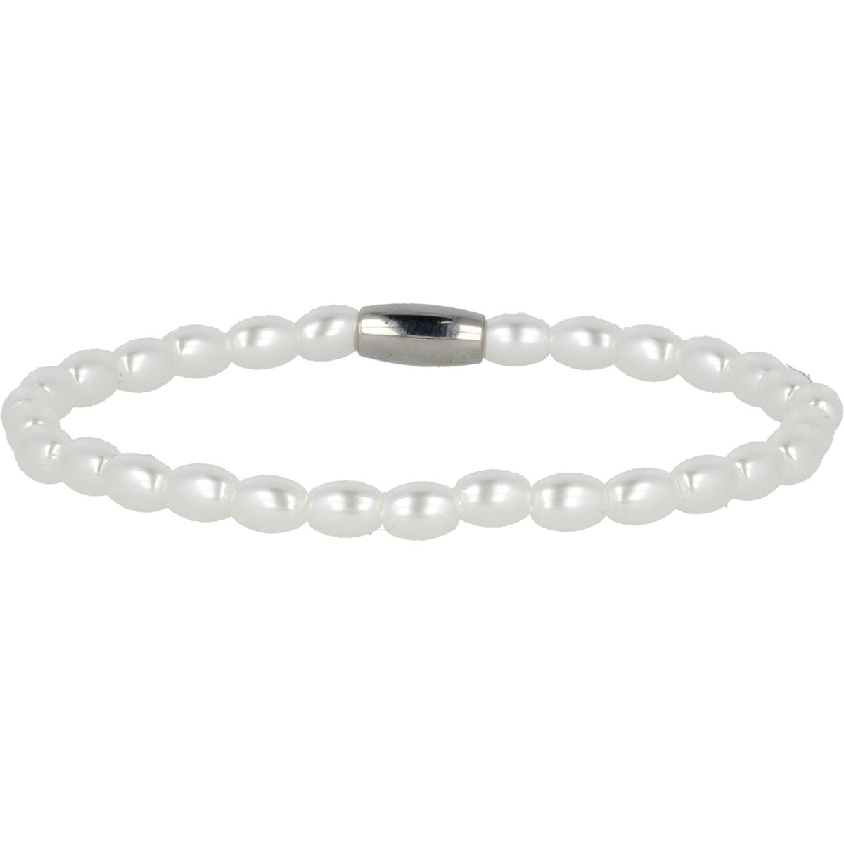 Silbernes Armband mit weißen Perlen - elastisch