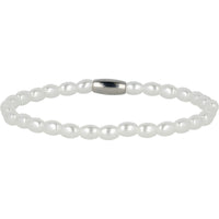 Silbernes Armband mit weißen Perlen - elastisch