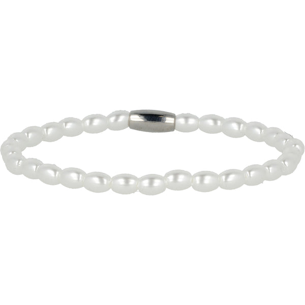 Zilveren armband met witte parels - elastisch
